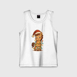 Майка детская хлопок Лошадка в гирлянде, цвет: белый