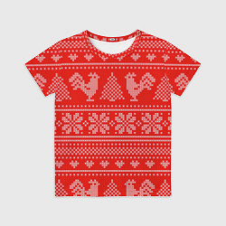 Детская футболка Узор с петухами