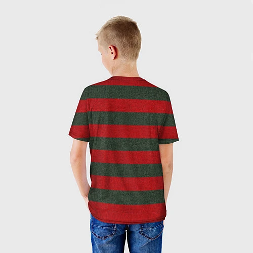 Детская футболка Красно-полосатый / 3D-принт – фото 4