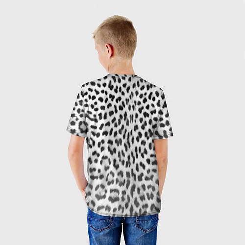 Детская футболка Белый леопард / 3D-принт – фото 4