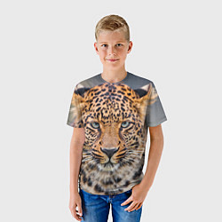 Футболка детская Грустный леопард, цвет: 3D-принт — фото 2