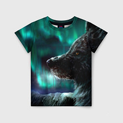 Детская футболка Волк: северное сияние