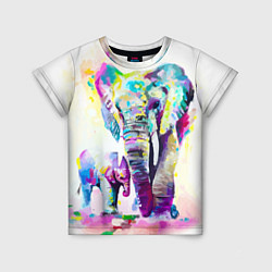 Детская футболка Акварельные слоны