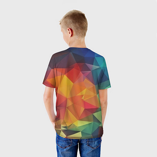 Детская футболка Цветные полигоны / 3D-принт – фото 4