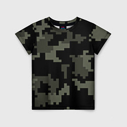 Детская футболка Камуфляж пиксельный: черный/серый