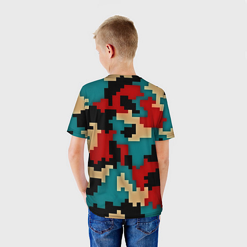 Детская футболка Камуфляж пиксельный: красный/голубой / 3D-принт – фото 4