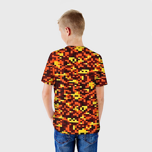 Детская футболка Камуфляж пиксельный: оранжевый/желтый / 3D-принт – фото 4