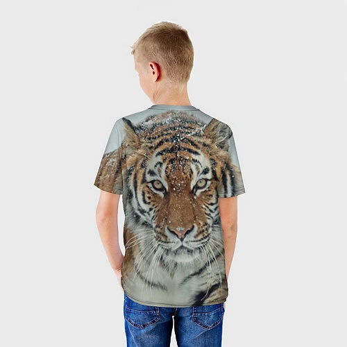 Детская футболка Тигр в снегу / 3D-принт – фото 4