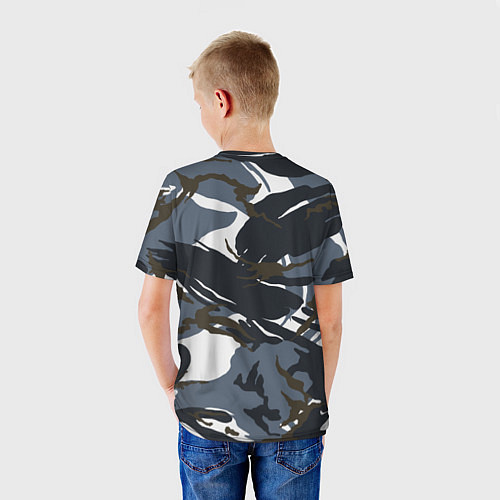 Детская футболка Камуфляж пятнистый: темно-синий/белый / 3D-принт – фото 4