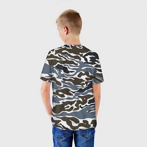Детская футболка Камуфляж зимний: болотный/синий / 3D-принт – фото 4