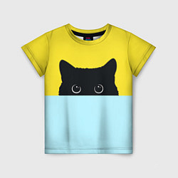 Детская футболка Черный кот выглядывает