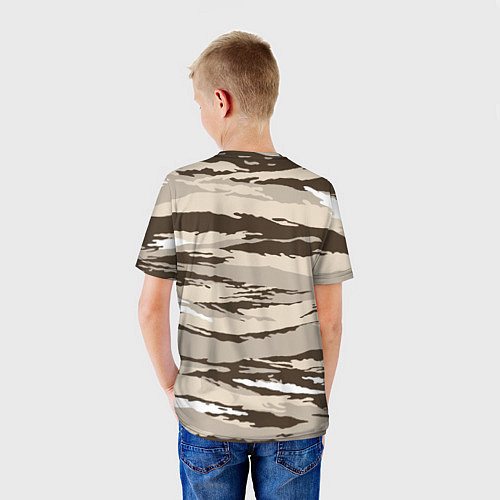 Детская футболка Камуфляж: коричневый/кремовый / 3D-принт – фото 4