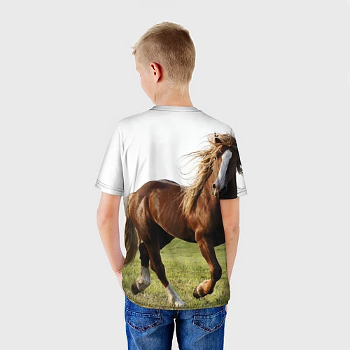 Детская футболка Бегущая лошадь / 3D-принт – фото 4
