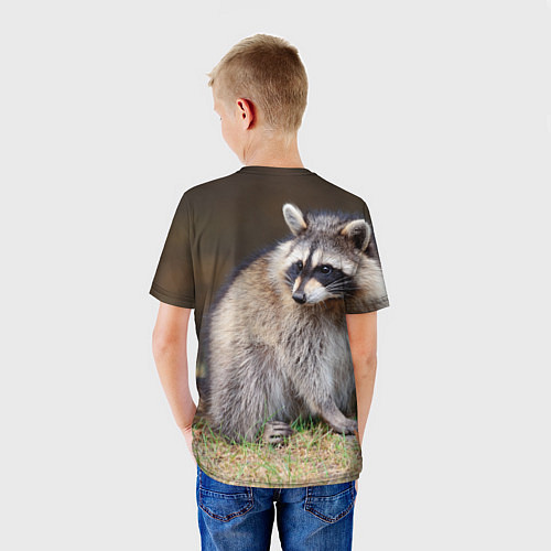 Детская футболка Енотик на траве / 3D-принт – фото 4