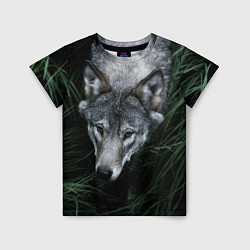 Детская футболка Волк в траве