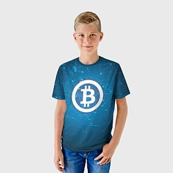 Футболка детская Bitcoin Blue, цвет: 3D-принт — фото 2