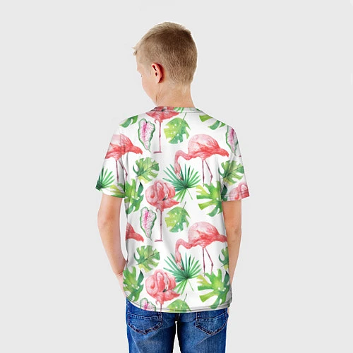 Детская футболка Фламинго в тропиках / 3D-принт – фото 4