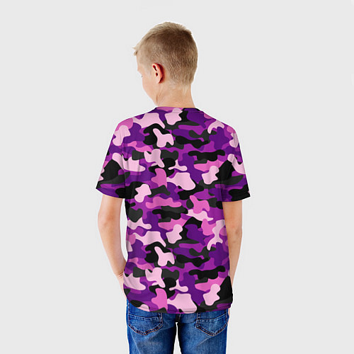 Детская футболка Камуфляж: фиолетовый/розовый / 3D-принт – фото 4