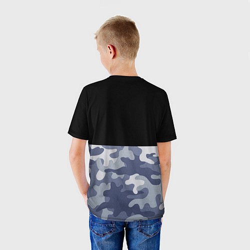 Детская футболка Камуфляж: черный/голубой / 3D-принт – фото 4