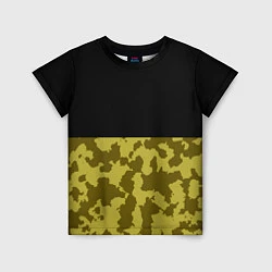 Детская футболка Камуфляж: черный/болотный