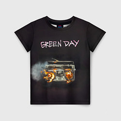 Футболка детская Green Day магнитофон в огне, цвет: 3D-принт