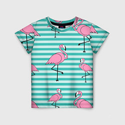 Детская футболка Полосатые фламинго