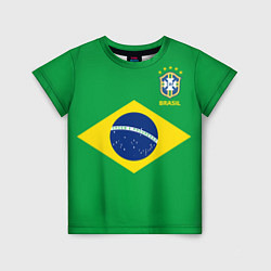 Футболка детская Сборная Бразилии: зеленая, цвет: 3D-принт