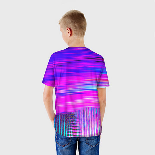 Детская футболка Неоновые линии / 3D-принт – фото 4