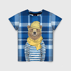 Детская футболка Медведь-хипстер