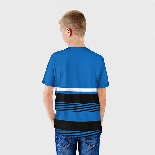 Детская футболка Герб РФ: Голубой стиль / 3D-принт – фото 4