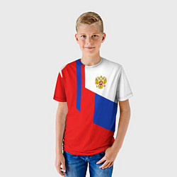 Футболка детская Russia: Geometry Tricolor, цвет: 3D-принт — фото 2