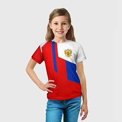 Футболка детская Russia: Geometry Tricolor, цвет: 3D-принт — фото 2
