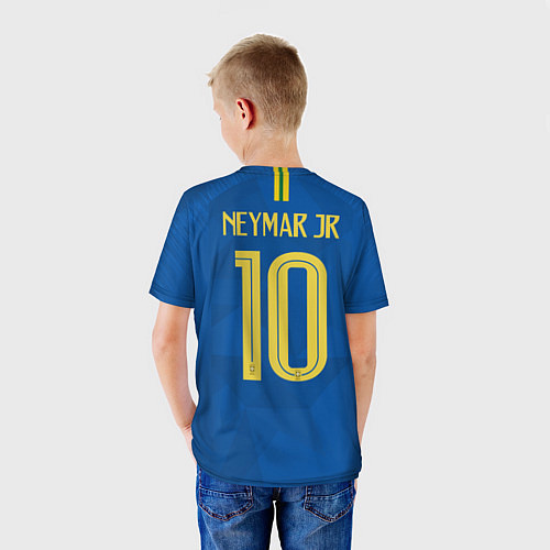 Детская футболка Сборная Бразилии: Неймар ЧМ-2018 гостевая / 3D-принт – фото 4