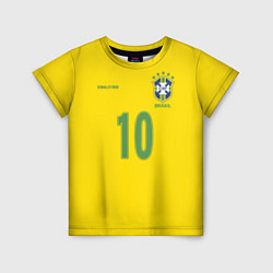 Футболка детская Сборная Бразилии: Роналдиньо 10, цвет: 3D-принт