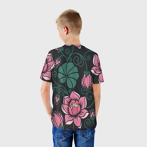 Детская футболка Black Pink: Delicate Flowers / 3D-принт – фото 4