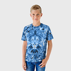 Футболка детская Сине-бело-голубой лев, цвет: 3D-принт — фото 2