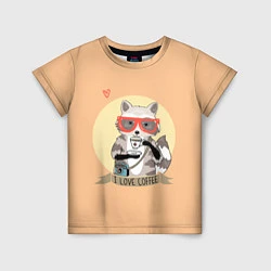 Детская футболка Raccoon Love Coffee