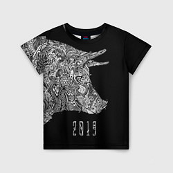 Детская футболка Черная свинья 2019