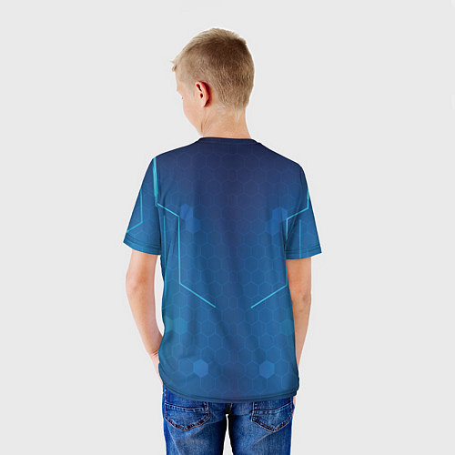 Детская футболка PUBG: Blue Hexagons / 3D-принт – фото 4