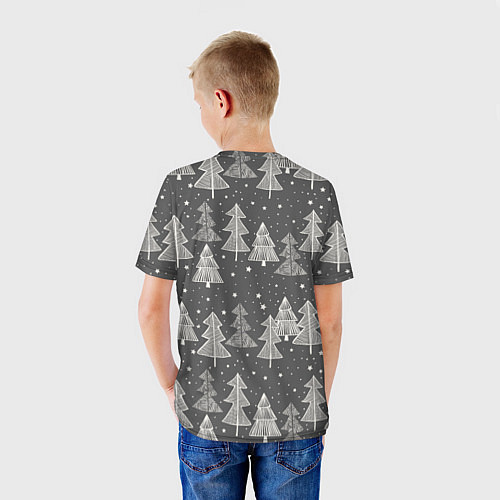 Детская футболка Grey Christmas Trees / 3D-принт – фото 4