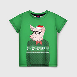 Детская футболка New Year: Hipster Piggy