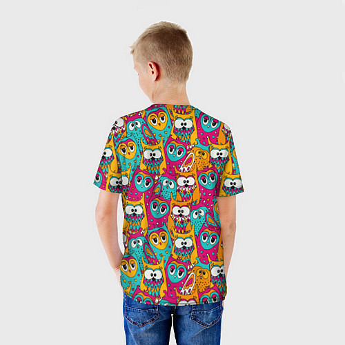 Детская футболка Совы разноцветные / 3D-принт – фото 4