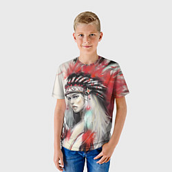 Футболка детская Индейская девушка, цвет: 3D-принт — фото 2