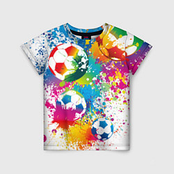 Детская футболка Футбольные мячи - красочные брызги