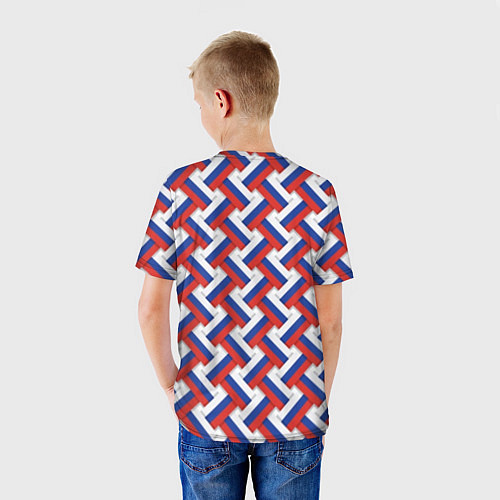 Детская футболка Российский триколор плетёнка / 3D-принт – фото 4