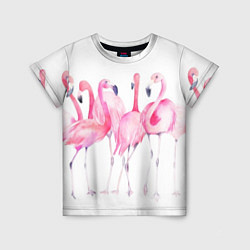 Детская футболка Фламинго розовый на белом