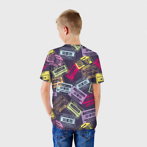 Детская футболка Разноцветные ретро кассеты / 3D-принт – фото 4