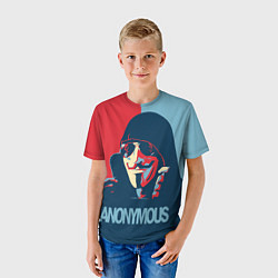 Футболка детская Anonymous поп арт мем, цвет: 3D-принт — фото 2
