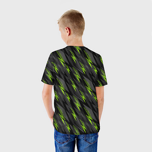 Детская футболка Зеленые молнии паттерн / 3D-принт – фото 4