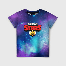 Футболка детская BRAWL STARS лого в космосе, цвет: 3D-принт